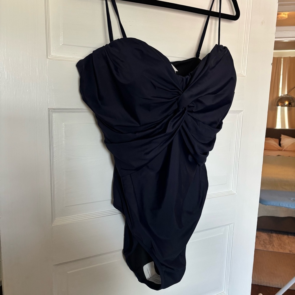 NWT J. Crew Twist-front bandeau one-piece swimsuit with underwire